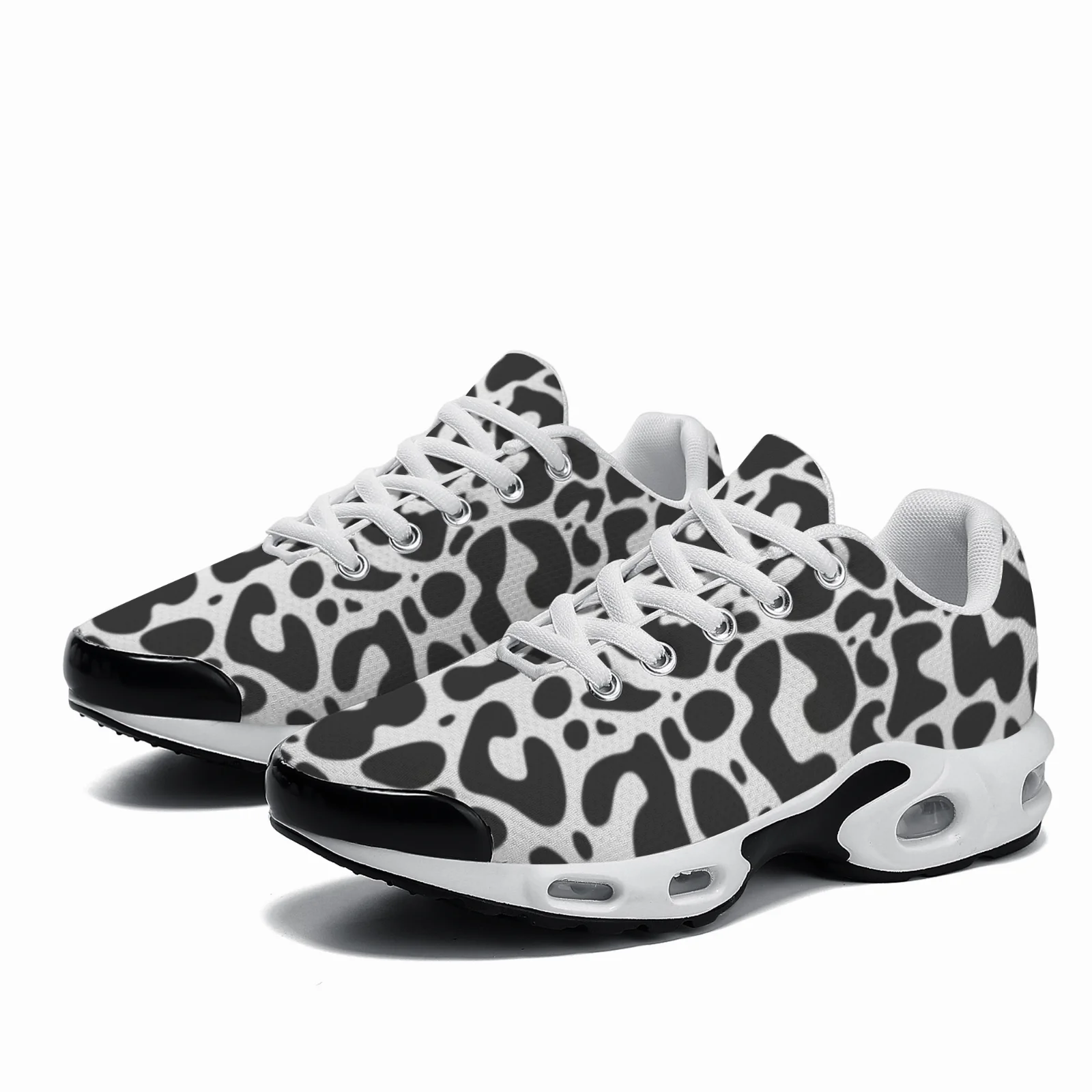 Breathable Mesh Athletic Shoes - Anpassbare schwarze Leopardenmuster-Freizeitschuhe mit Luftpolsterung, atmungsaktives