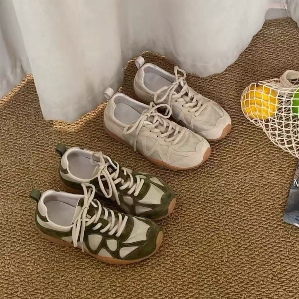 Sneakers - Vintage Patchwork-Schnürsneaker für Damen, weiche, rutschfeste