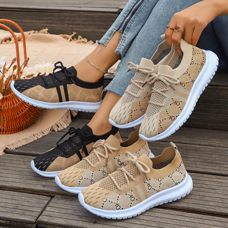 Knit Fabric Lace Up Sneakers - 2026 Neue Schnürschuhe für Damen, runde