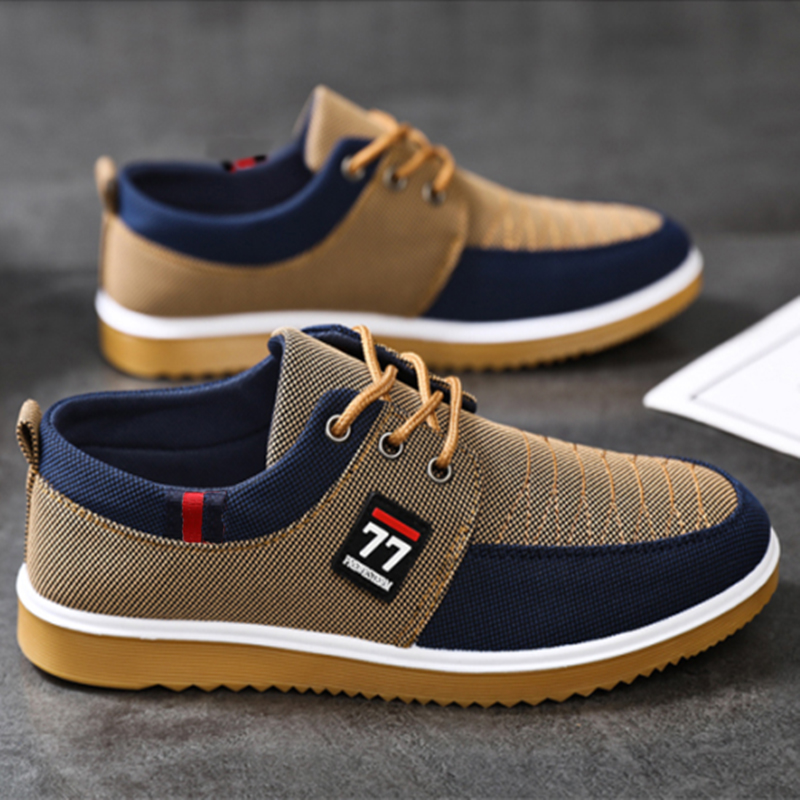Neue modische trendige Herrens – Knit Fabric Lace Up Sneakers Bewertung und Preis