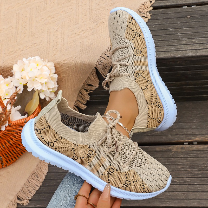 2026 Neue Schnürschuhe für Dam – Knit Fabric Lace Up Sneakers Bewertung und Preis
